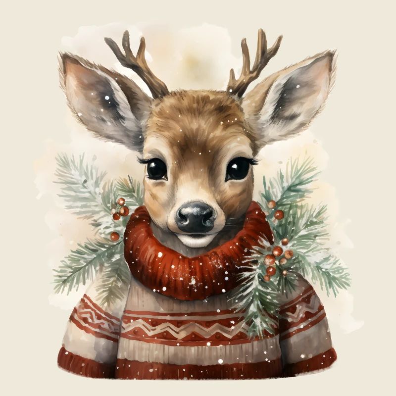 Cerf en pull d’hiver