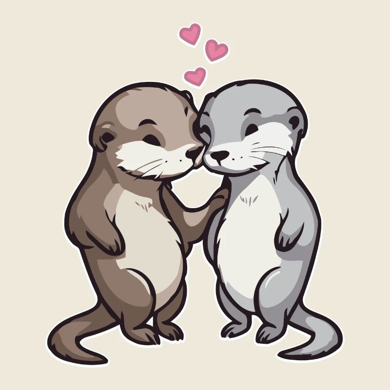 Dans l’amour Otter Hearts Love