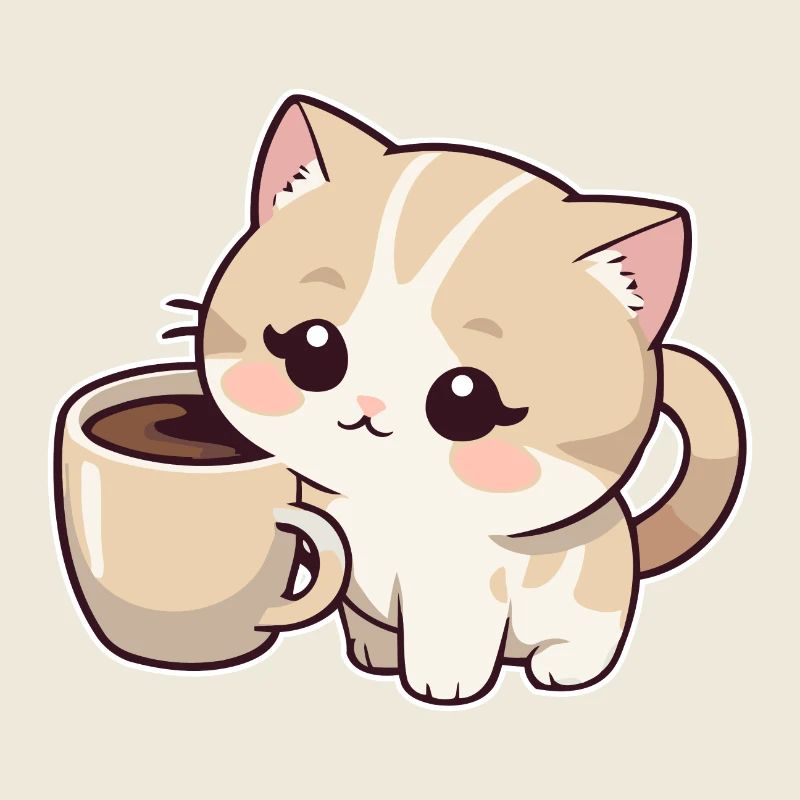 Kätzchen mit Kaffeetasse