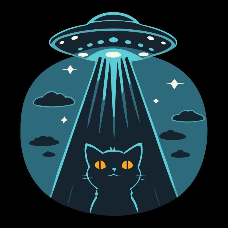 Funny UFO, Alien, Cat