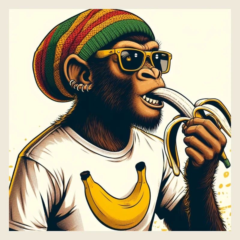 Cooler Affe isst Banane