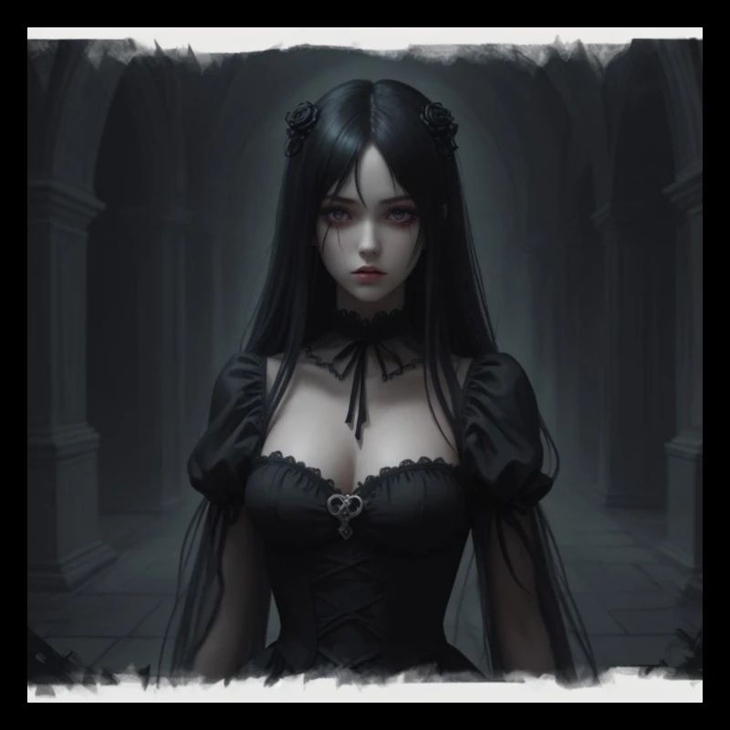 Gothic Nachtkorridor Schwarze Dame