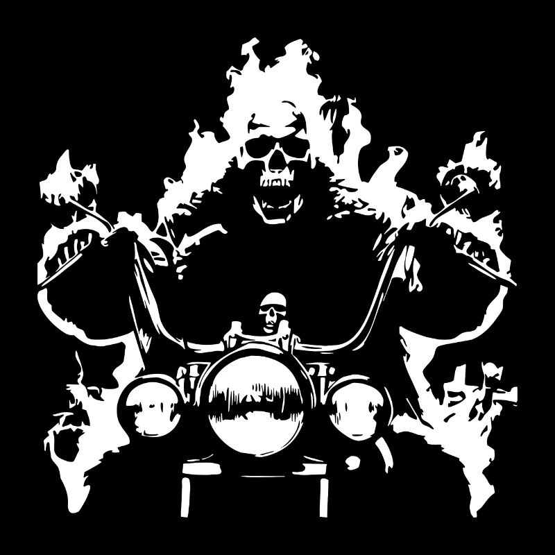 Skull Biker Flame Moto