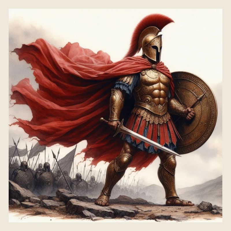 Aquarelle d’hoplite spartiate