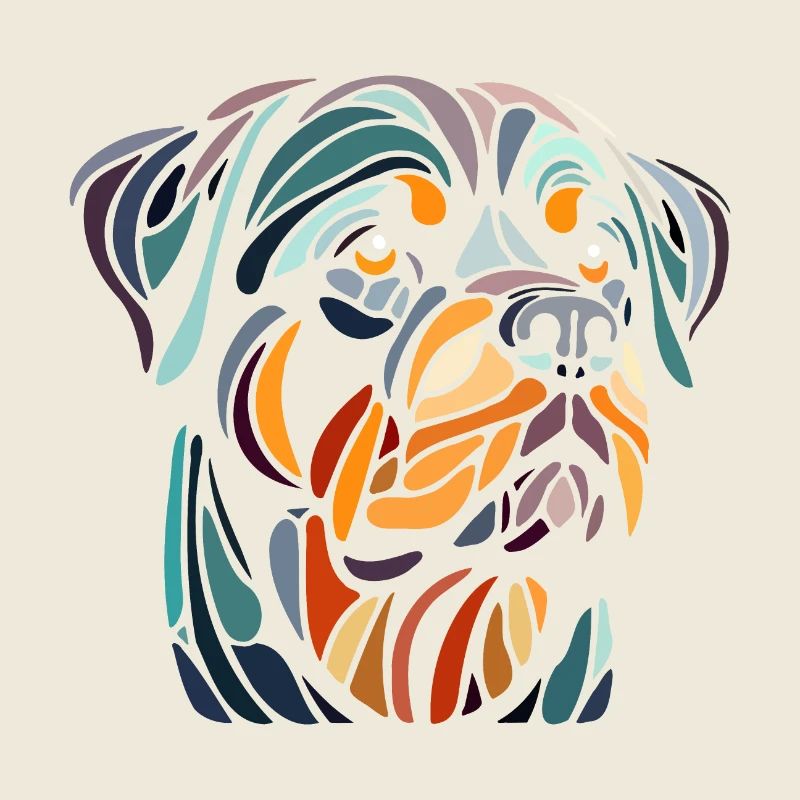 Rottweiler Dog Head Geometry Polygon Art