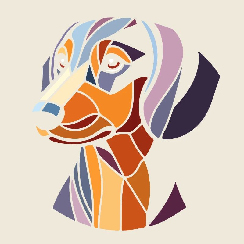 Dachshund dog head, geometric art, polygon