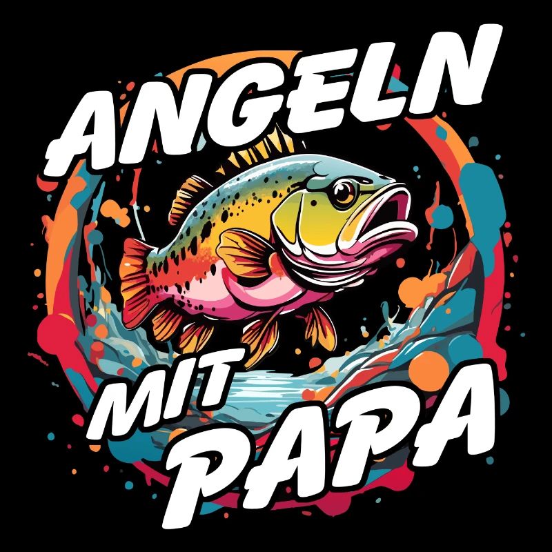 Pêche avec papa avec un design de poisson coloré