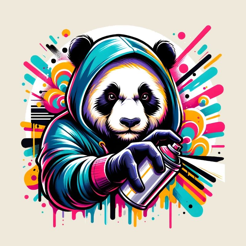 witziger Panda Bär mit Graffiti und Spraydose