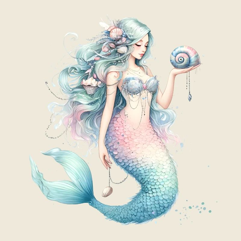 magical mermaid in pastel colors