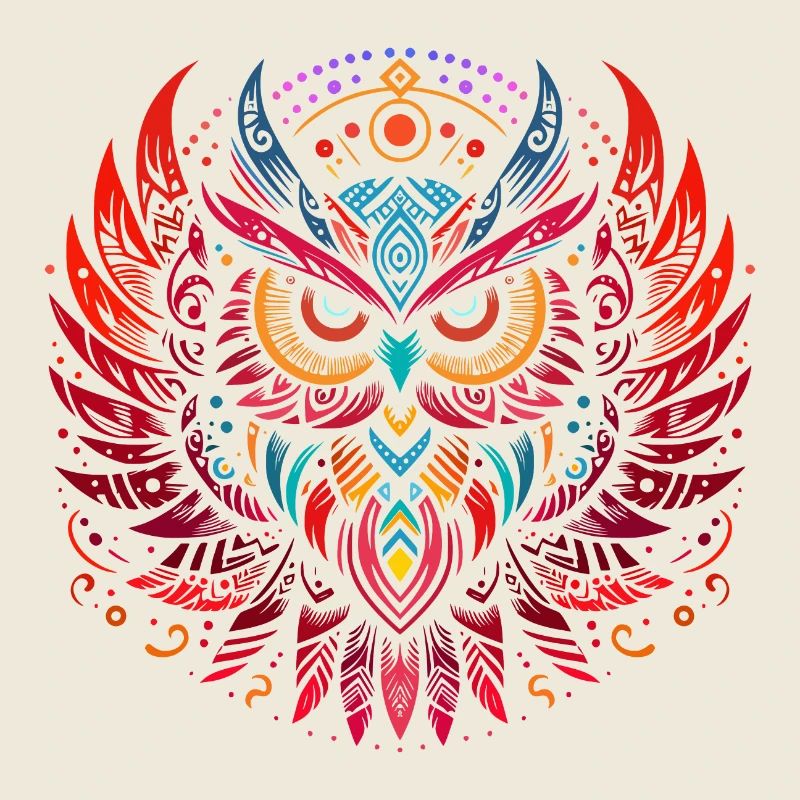 Tribal Eule Mehrfarbig Vogel Eule Geometrisch