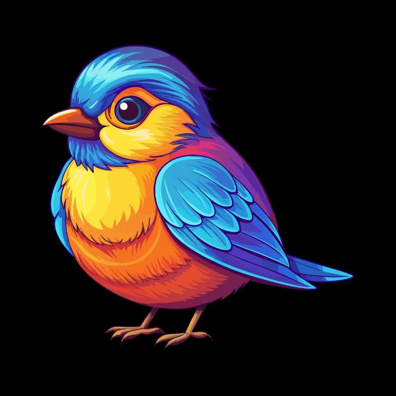 Chickadee Colorful Kawaii Cartoon Character Bird