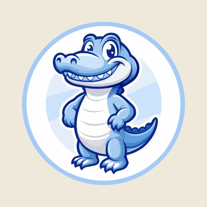 Crocodile Blue Kawaii Cartoon Character Clipart