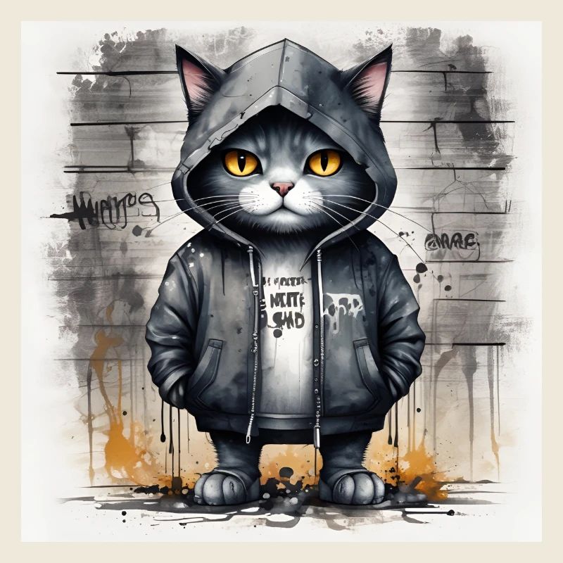 Chat graffiti en sweat à capuche