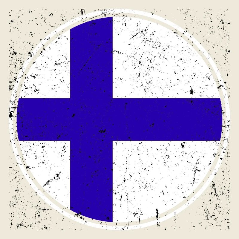 Finnish Flag — Distressed Style & in a Circle