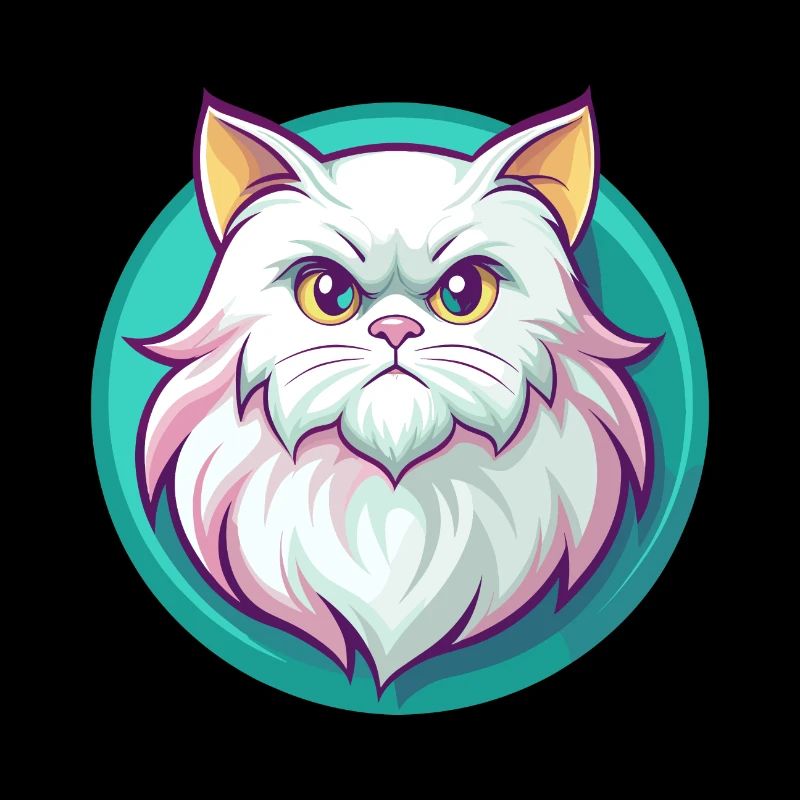 Blanc à poil long chat persan race dessin animé Kawaii