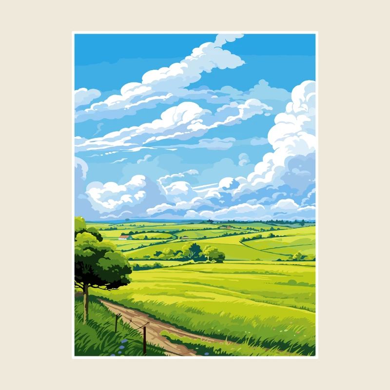 Yorkshire Wolds Aonb Voyage Affiche Souvenir WPA