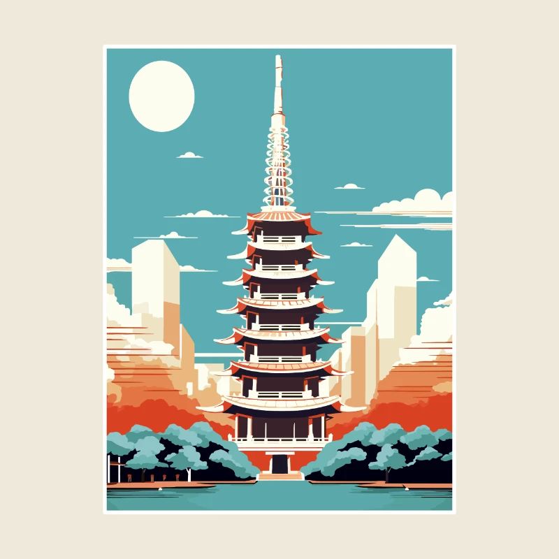 Japan Tokio Reise Poster Souvenir Postkarte Farbe