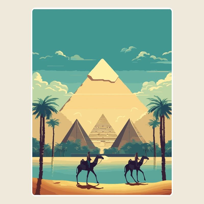 Le Caire, Égypte, Grandes Pyramides De Gizeh, Affiche De Voyage
