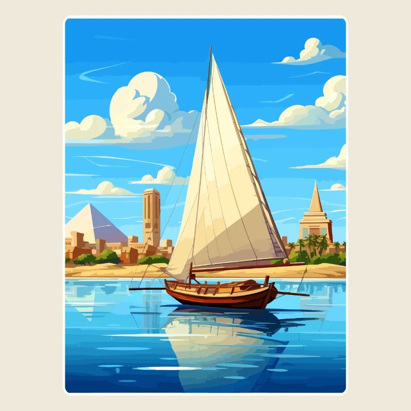 Le Caire, Égypte, Grandes Pyramides De Gizeh, Affiche De Voyage