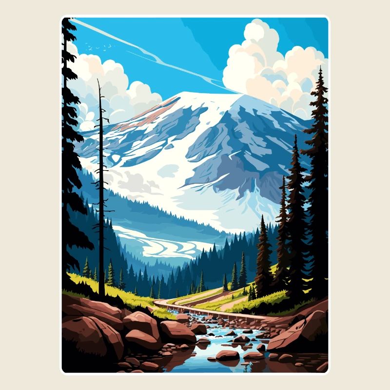 Affiche de voyage du parc national du Mont Rainier