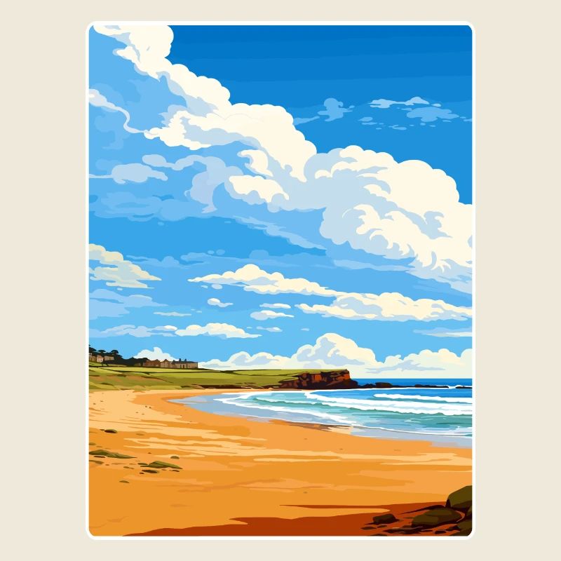 Constantine Bay, Cornouailles, Angleterre, Affiche de voyage, WPA