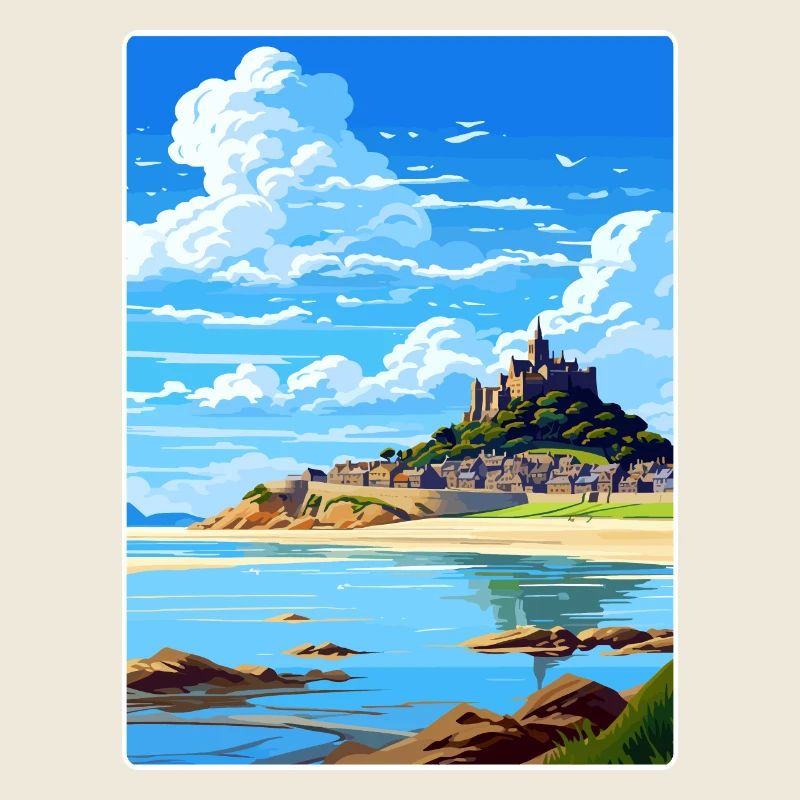 Marazion Cornouailles Angleterre Affiche de voyage souvenir