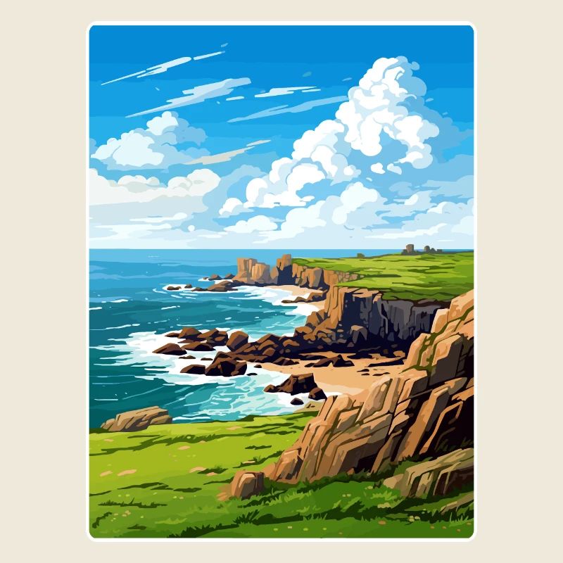 Lands End Cornouailles Angleterre Affiche de voyage souvenir