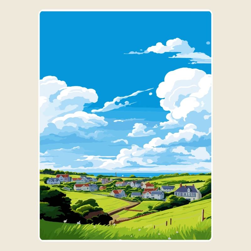 Crantock, Cornouailles, Angleterre, Affiche de voyage, Souvenir