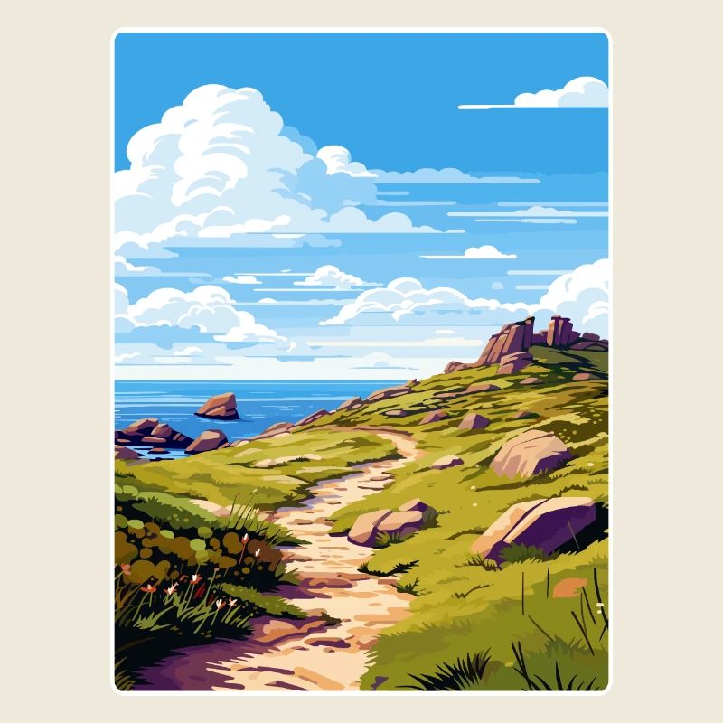 Lands End Cornouailles Angleterre Affiche de voyage souvenir