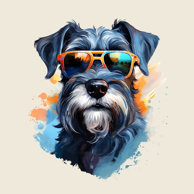 Schnauzer avec lunettes de soleil