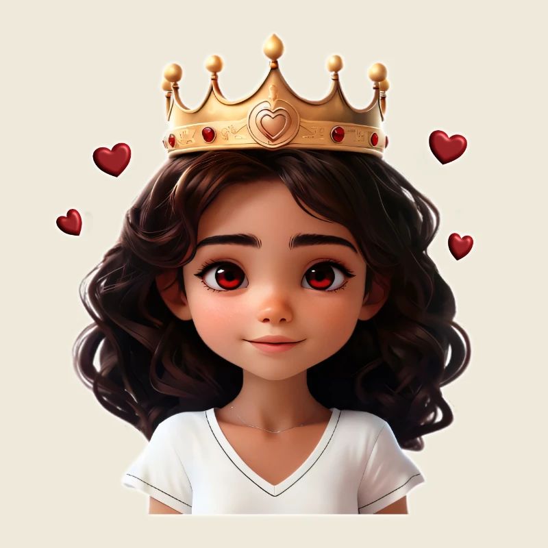 Süßes Mädchen mit Krone und Herzchen