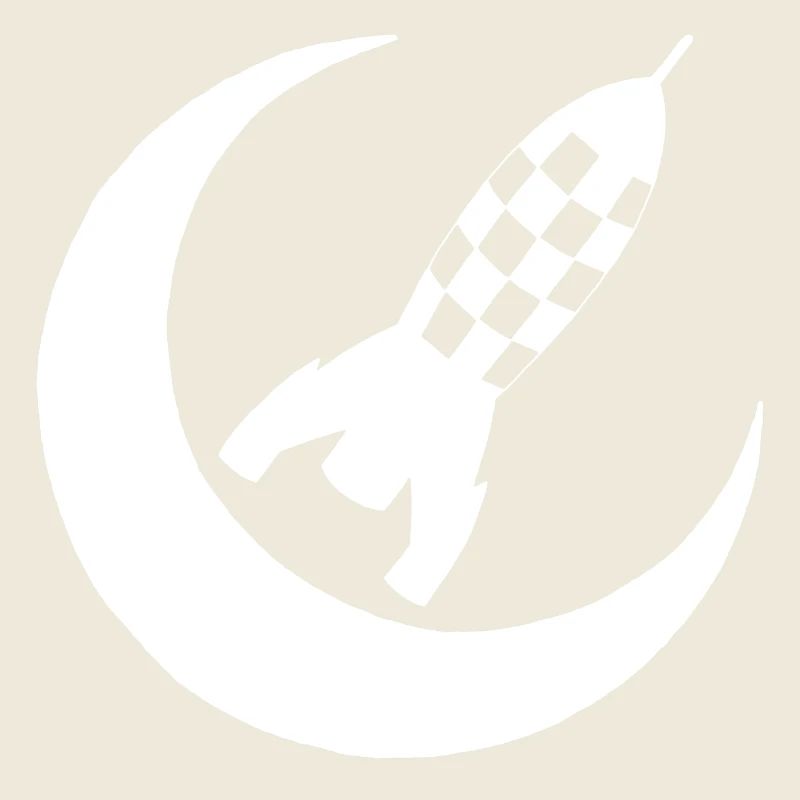 Fusée blanche et demi lune