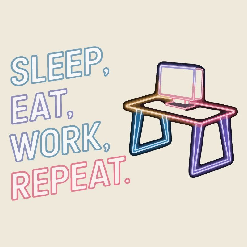 Sleep Eat Work Repeat Neon Design
