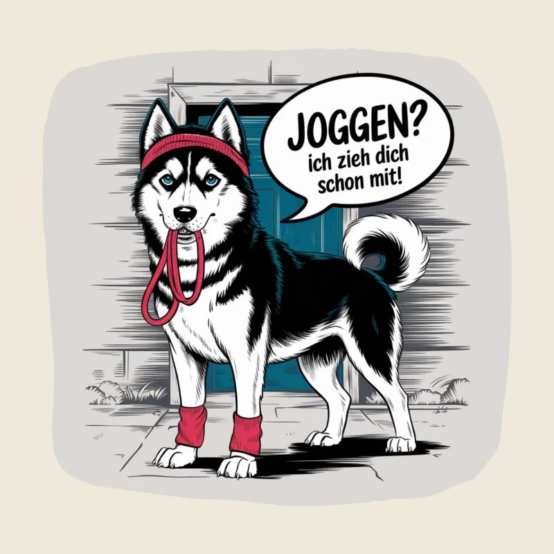 Husky jogging? I'll pull you with dog love