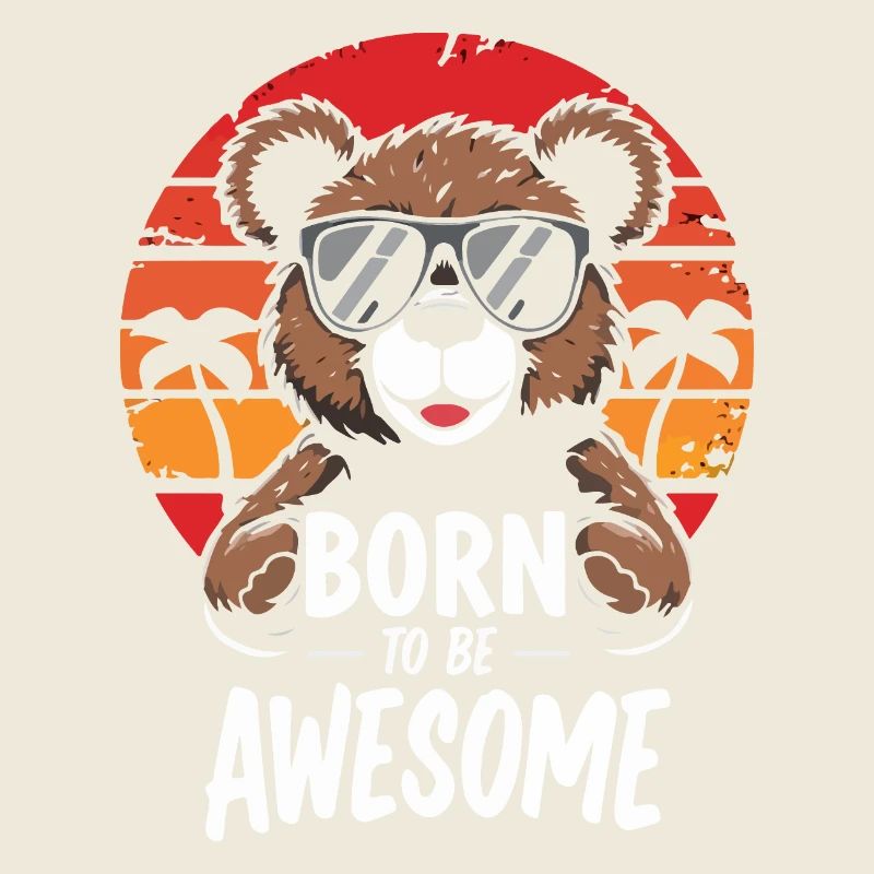 Ours mignon avec des lunettes de soleil coucher de soleil Design