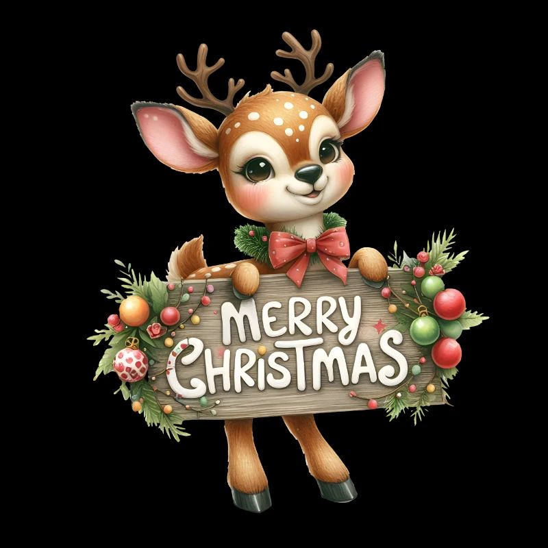 Renne avec un panneau de Noël joyeux