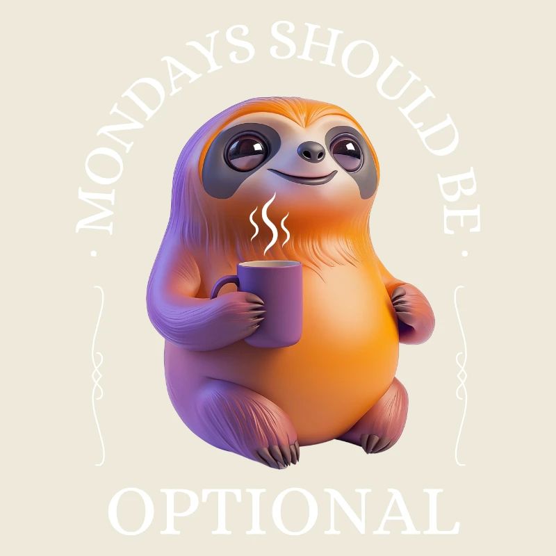 Monday grouch – coffee-drinking sloth