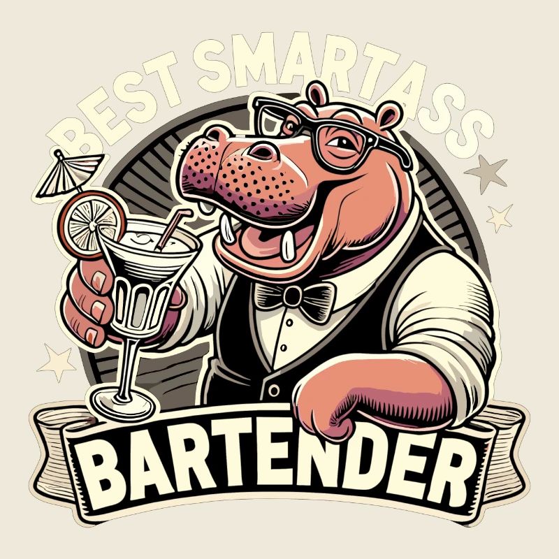 Bartender Barman Hippopotamus Hippopotamus Gift