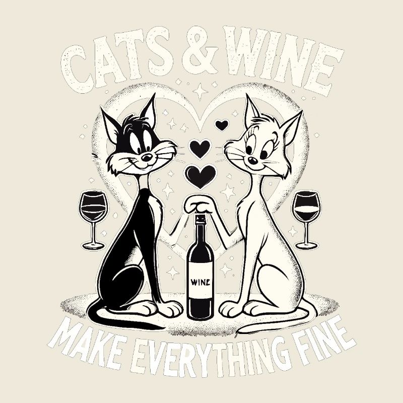 Cats and wine make everything fine funny gift