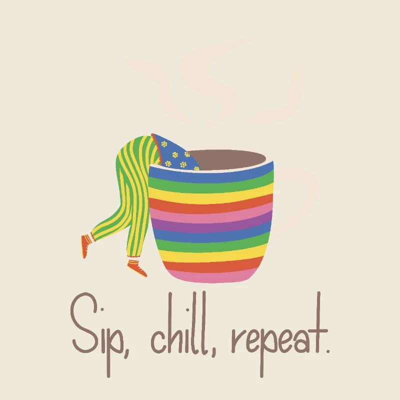 Sip, chill, repead - Rainbow Coffee Lover