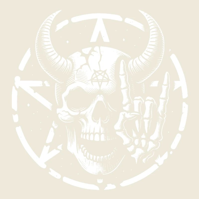 Skull mit Hörnern Pentagramm macht devil horns