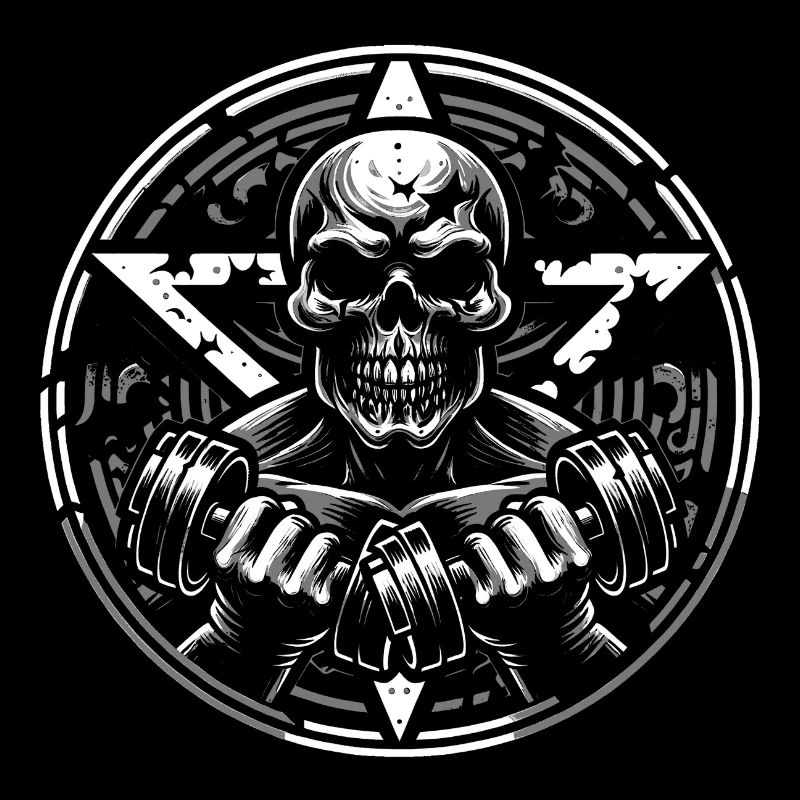 Skull with Pentagram Workout Dumbbell Bodybuilding