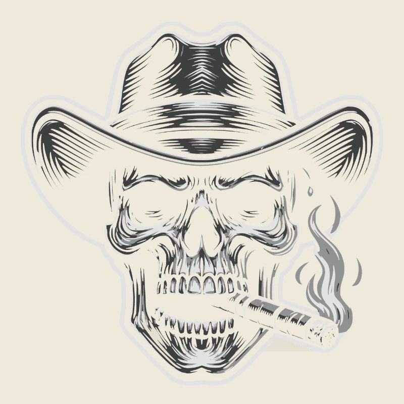 Crâne cool avec cigare et chapeau de cow-boy Stetson