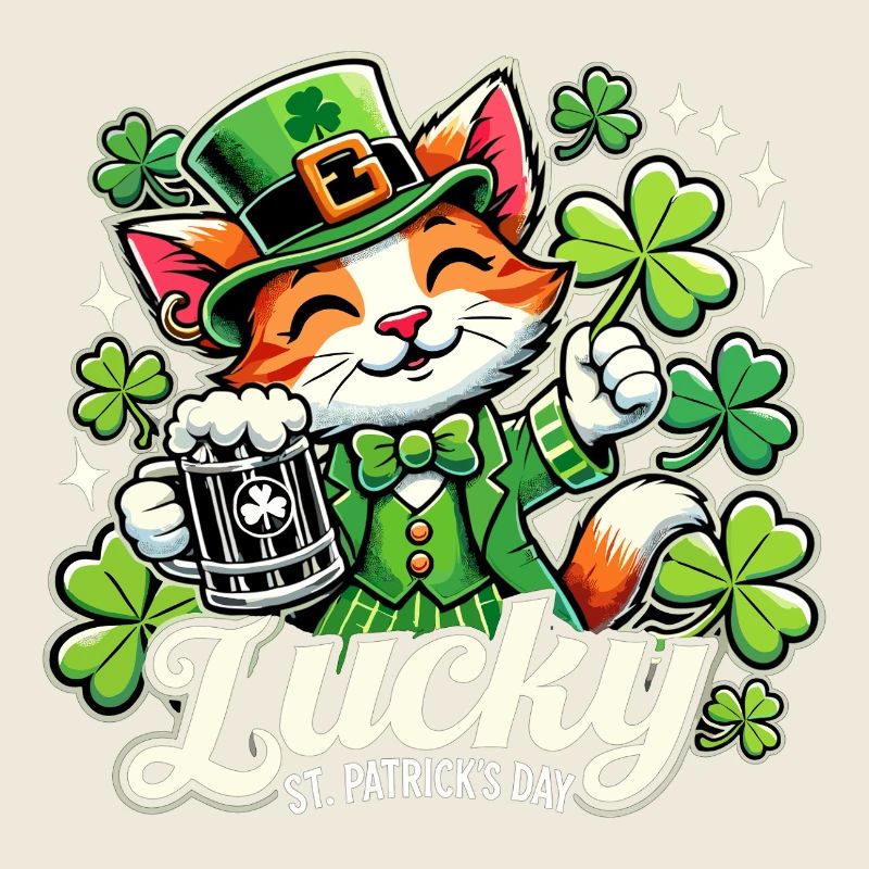 Saint-Patrick Leprechaun Cat Happy