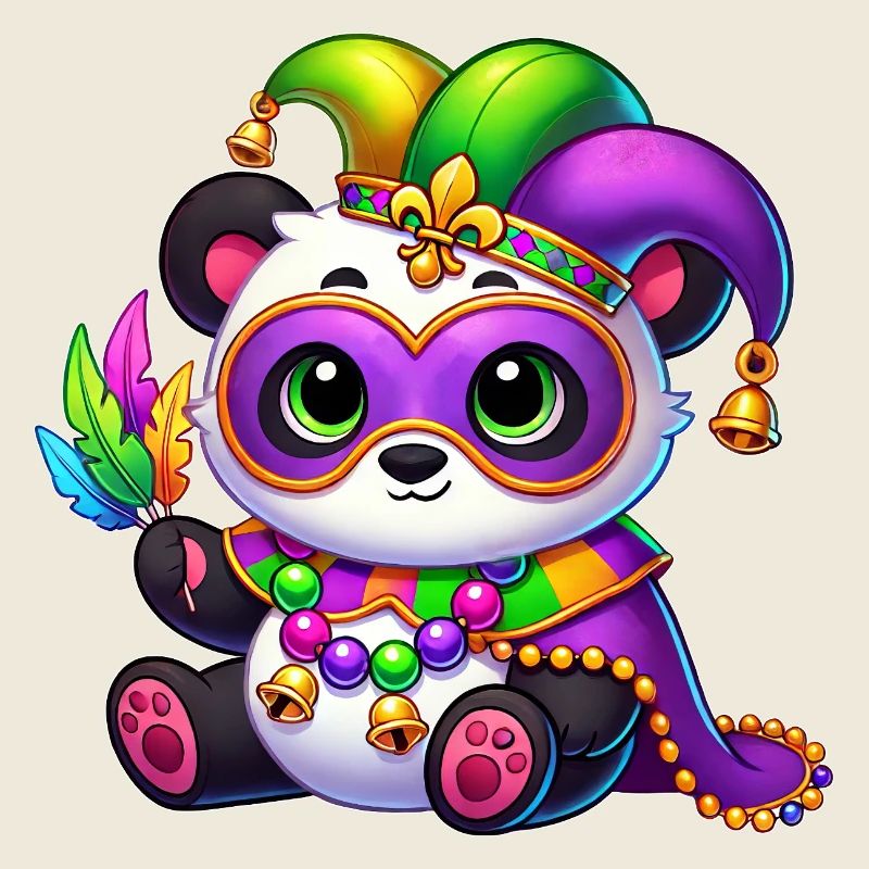 Panda mignon avec masque au carnaval