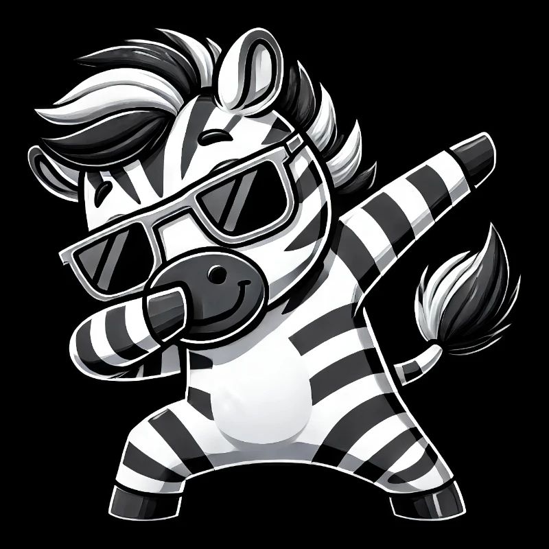 Cool Zebra Dab Cartoon with Sunglasses