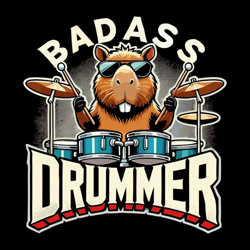 Badass Drummer Capybarun cadeau cool