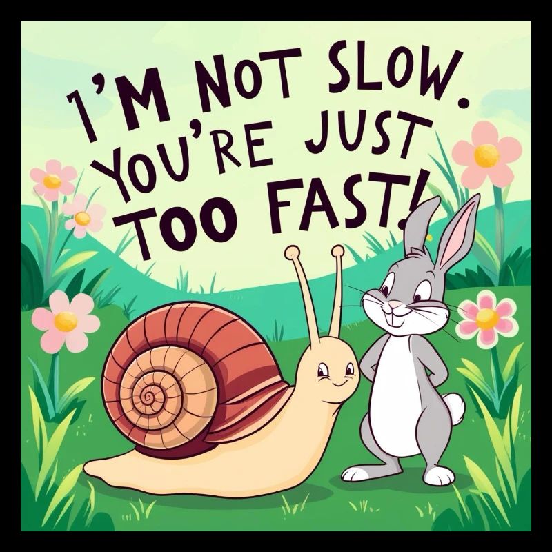 A rabbit and a snail "Slow and Fast"