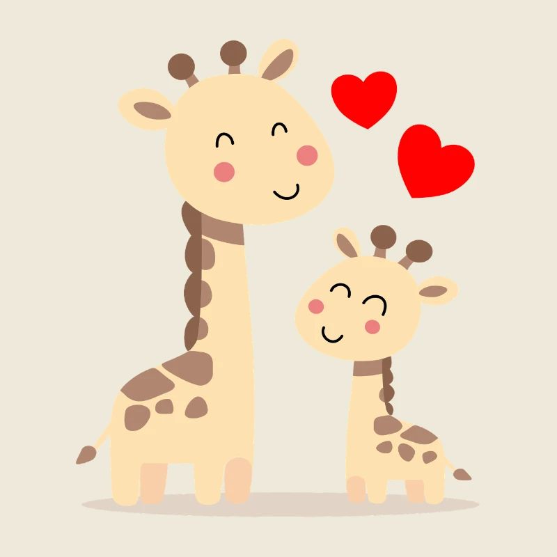 Baby Giraffe with Mommy Giraffe