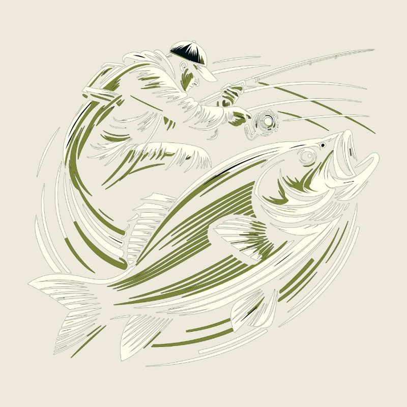 Pêche pêcheur perche poisson géant vert olive cadeau